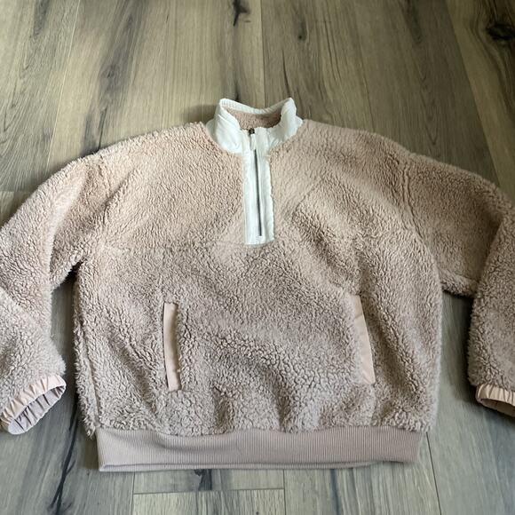 Z Supply Active Tan Teddy fleece XS 1/4 Zip Sherpa Pullover Jacket Sweatshirt - Picture 1 of 10